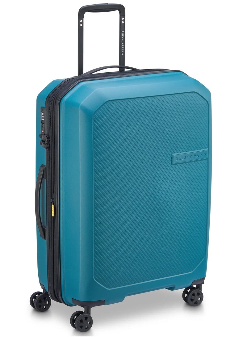 DELSEY Paris Anvers 65 Cm Medium Expandable 4-Double-Wheeled Cabin Suitcase Trolley - Teal Blue - Image 2
